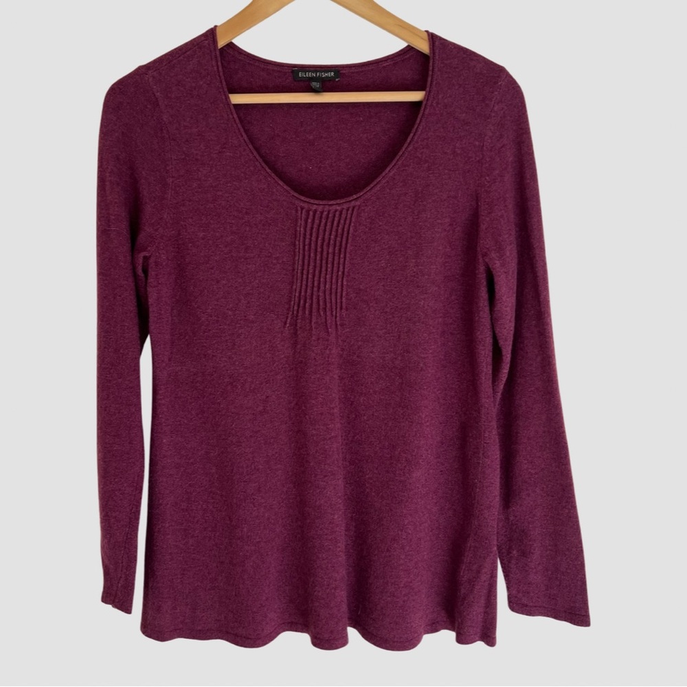 Eileen Fisher Purple Scoop Neck Knit Pullover Sweater S